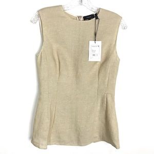 Theory NWT linen paneled sleeveless blouse Sz 6